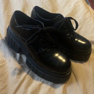 Pharaoh Black Faux Leather Platform Dress Shoes